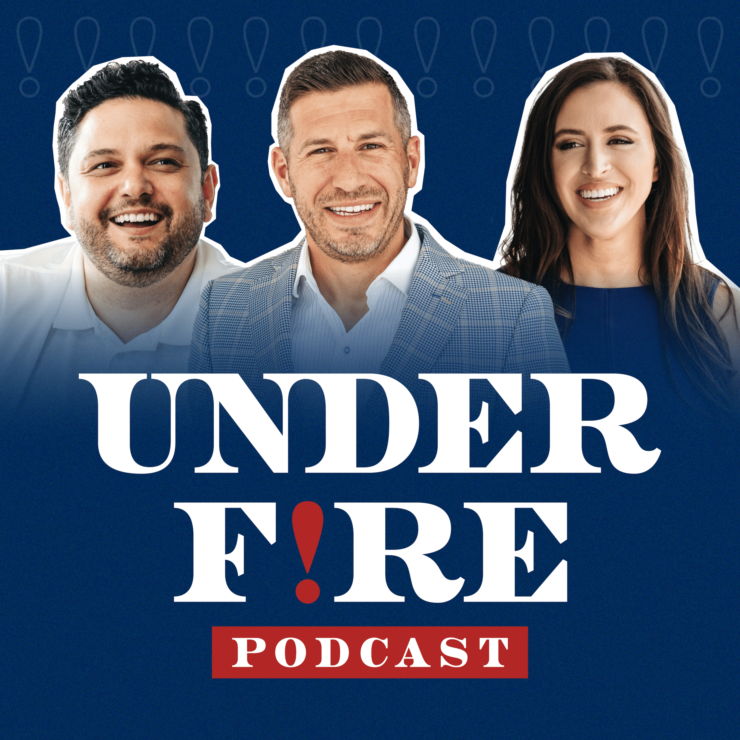 The Podcast cover of Under Fire with Wesley Donehue, Phil Vangelakos, and Christiana Purves.